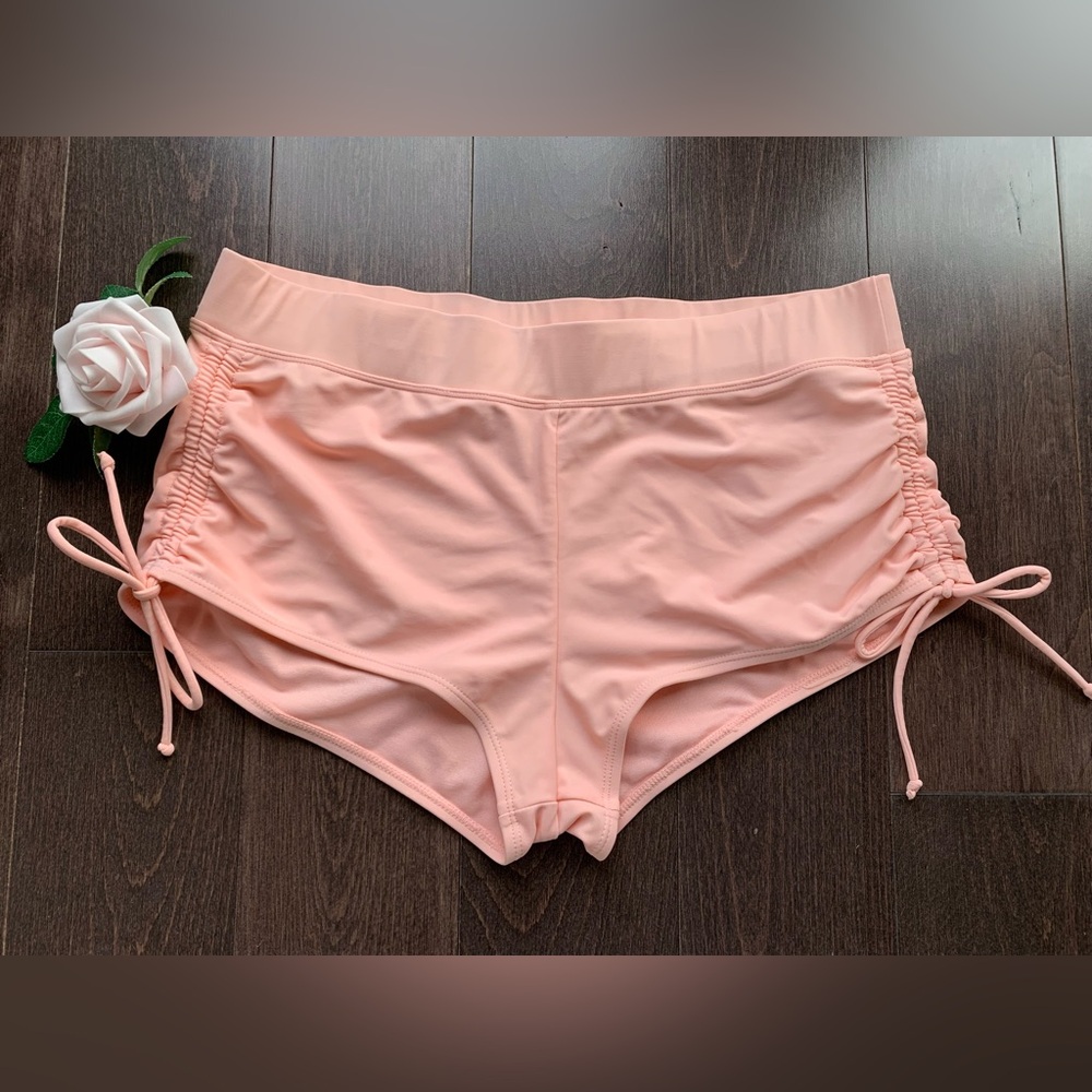 Skinny Dip Peach Ruched Bikini Shorts